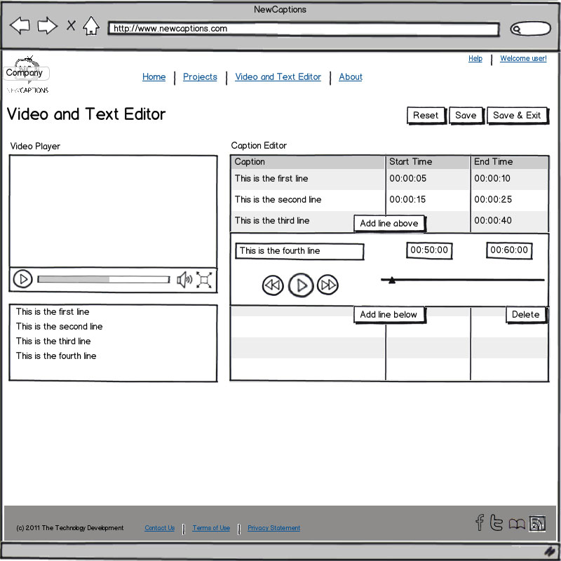 NewCaptions Edit Caption Page Mockup